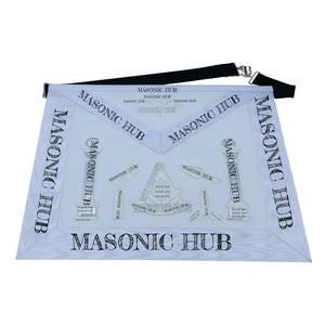 Masonic Past Master Working Tools Apron - Lambskin & Silk Threads - Hand Embroidered My Store