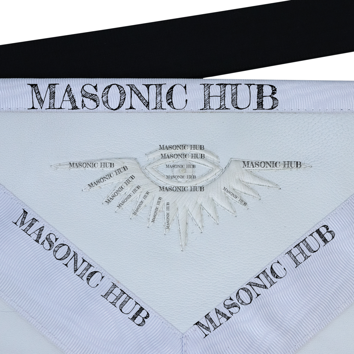 Masonic Past Master Working Tools Apron - Lambskin & Silk Threads - Hand Embroidered