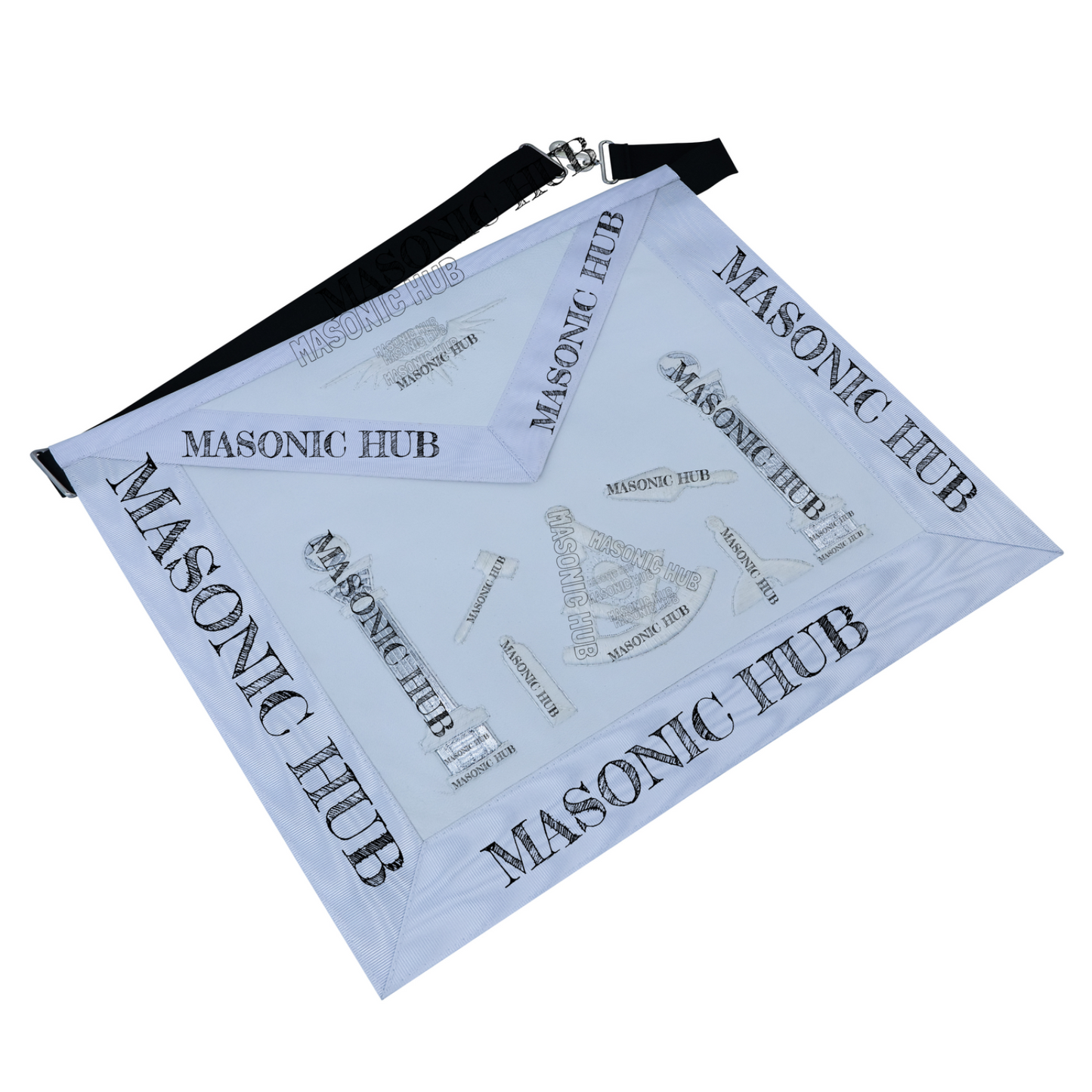 Masonic Past Master Working Tools Apron - Lambskin & Silk Threads - Hand Embroidered