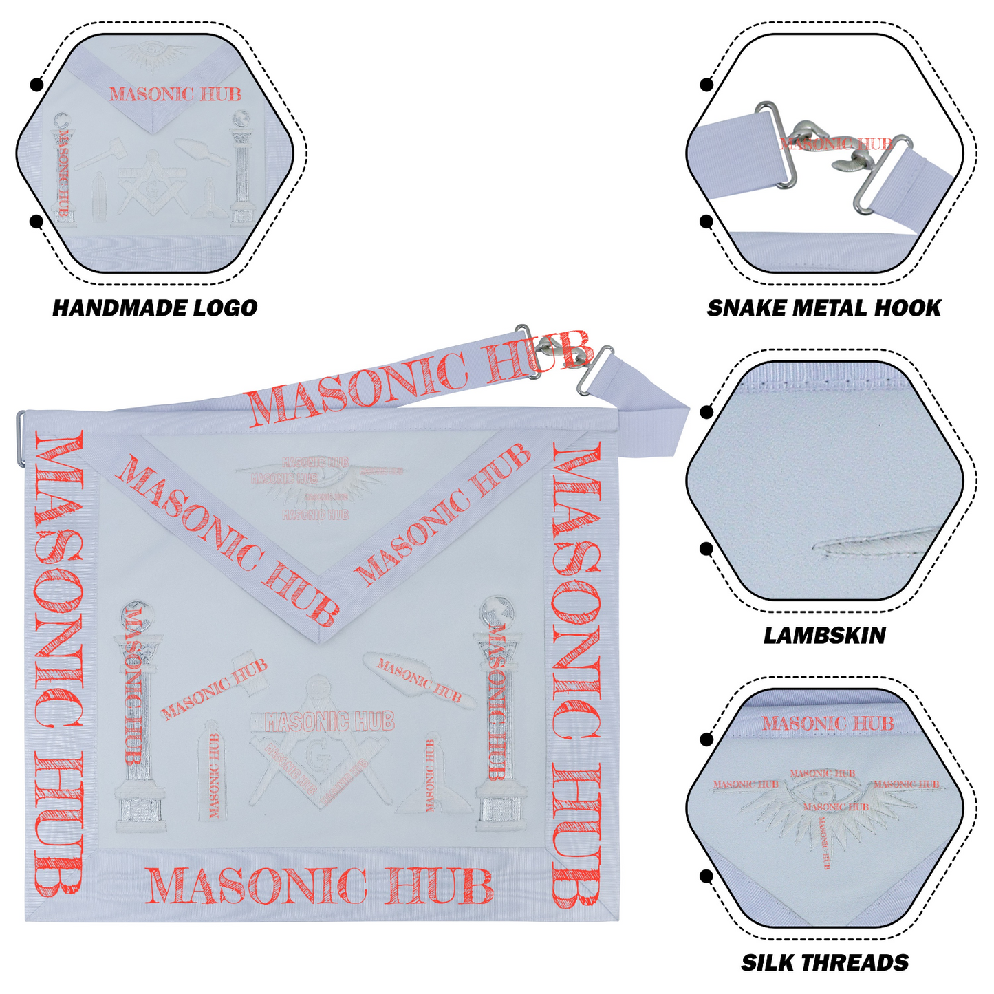 Handcrafted Lambskin Apron Masonic Master Mason Working Tools for Freemasonary
