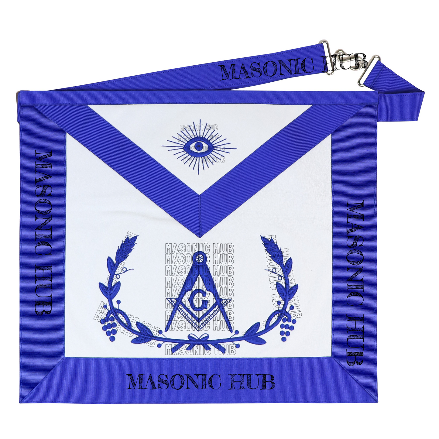 Masonic Master Mason Apron – Blue Lodge Regalia with Wreath & Square and Compass