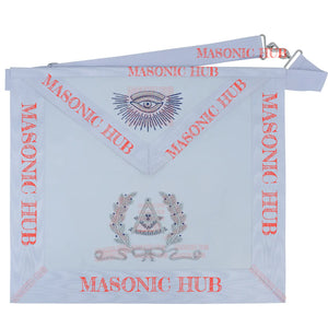 Masonic Past Master Lambskin Apron with Silver Bullion & Wreath Embroidery My Store