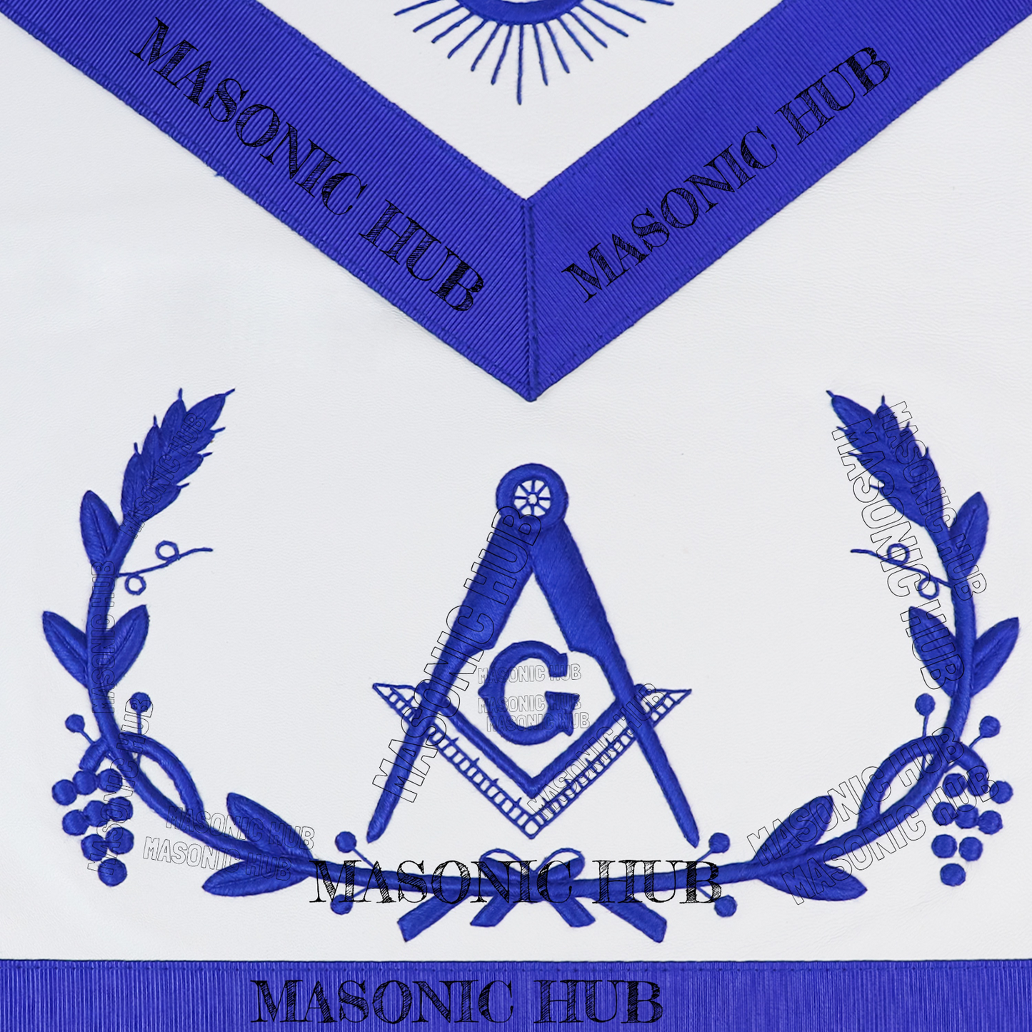 Masonic Master Mason Apron – Blue Lodge Regalia with Wreath & Square and Compass