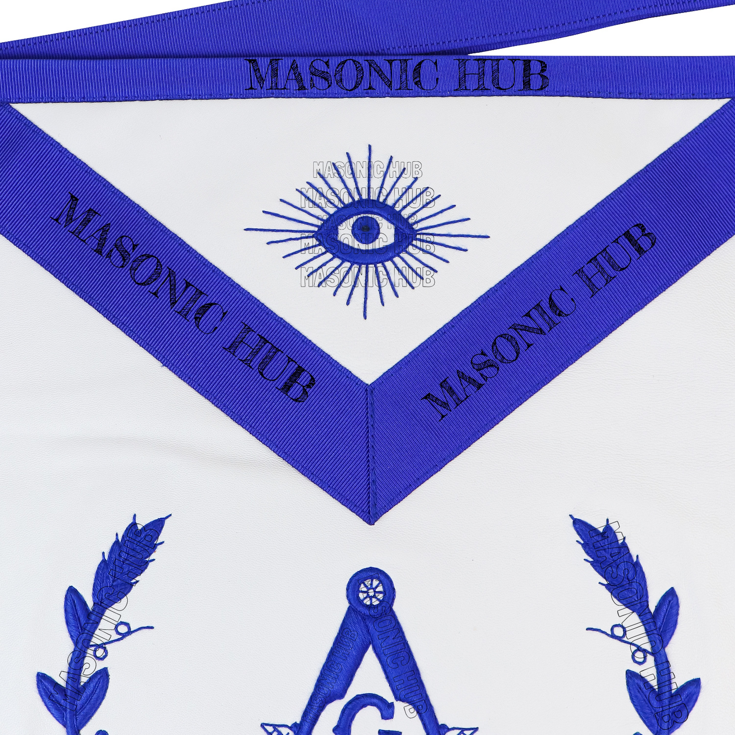 Masonic Master Mason Apron – Blue Lodge Regalia with Wreath & Square and Compass