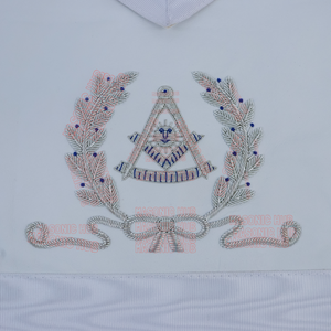 Masonic Past Master Lambskin Apron with Silver Bullion & Wreath Embroidery My Store