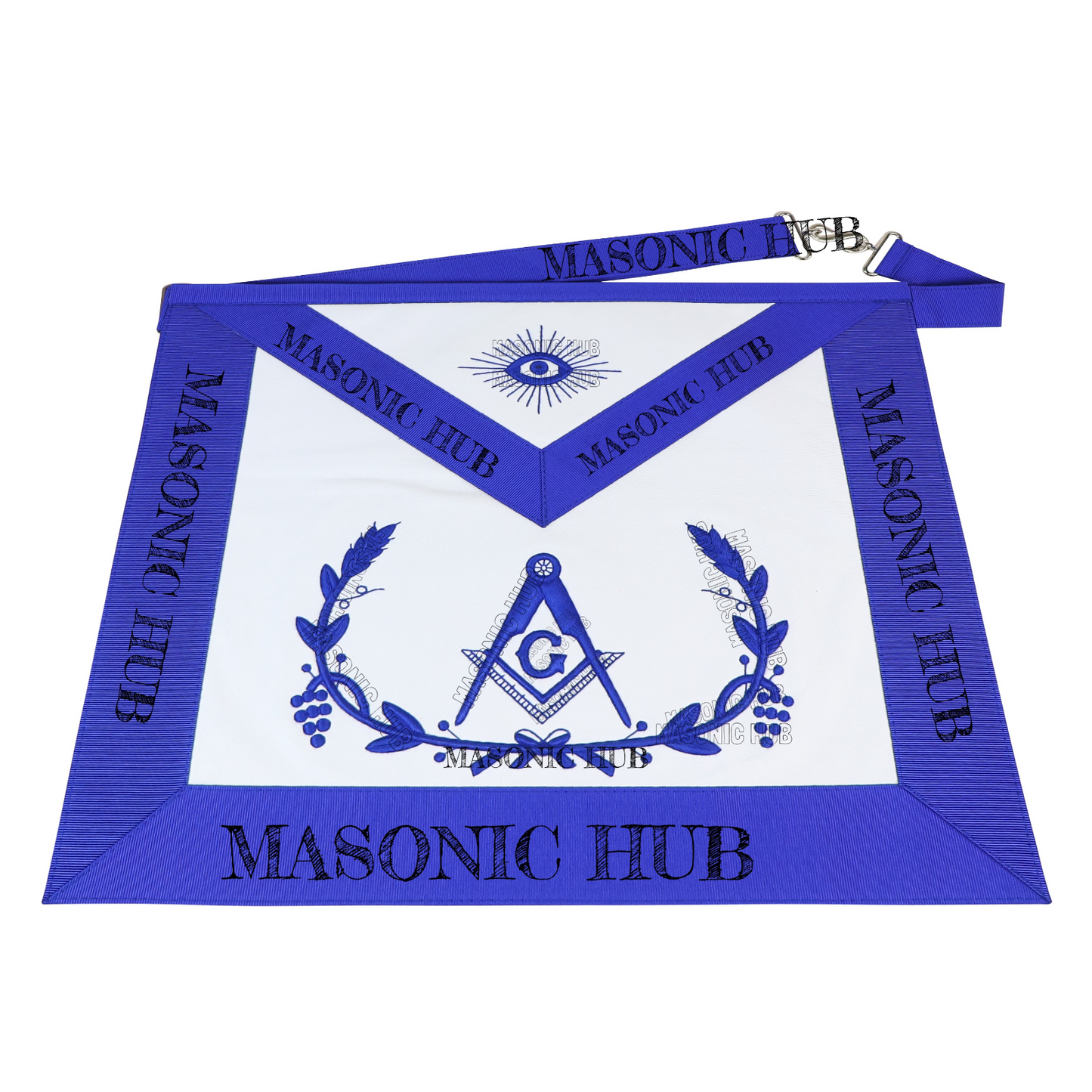 Masonic Master Mason Apron – Blue Lodge Regalia with Wreath & Square and Compass