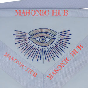 Masonic Past Master Lambskin Apron with Silver Bullion & Wreath Embroidery My Store