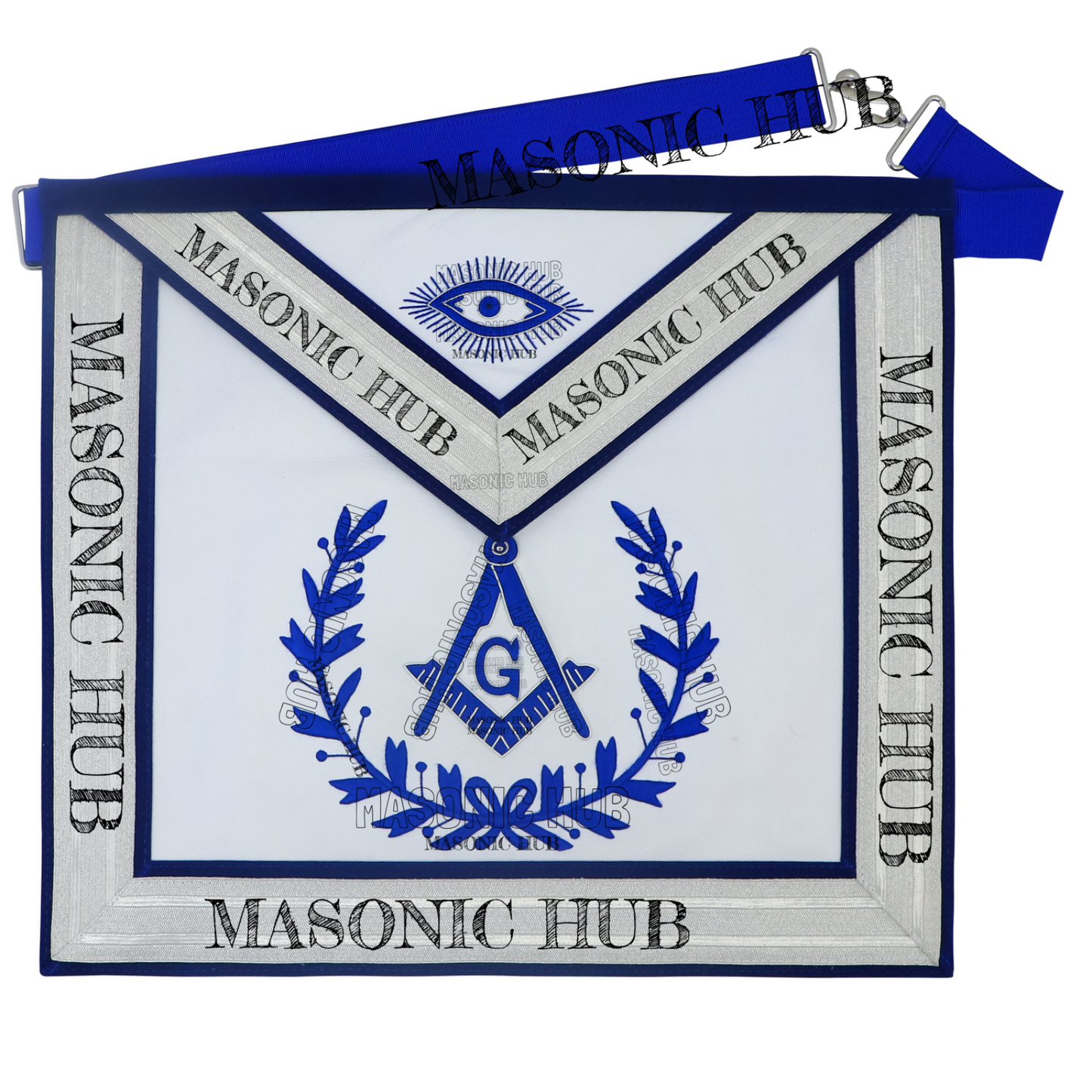 Master Mason 100% Lambskin Masonic Apron with Blue Wreath – Freemason Regalia