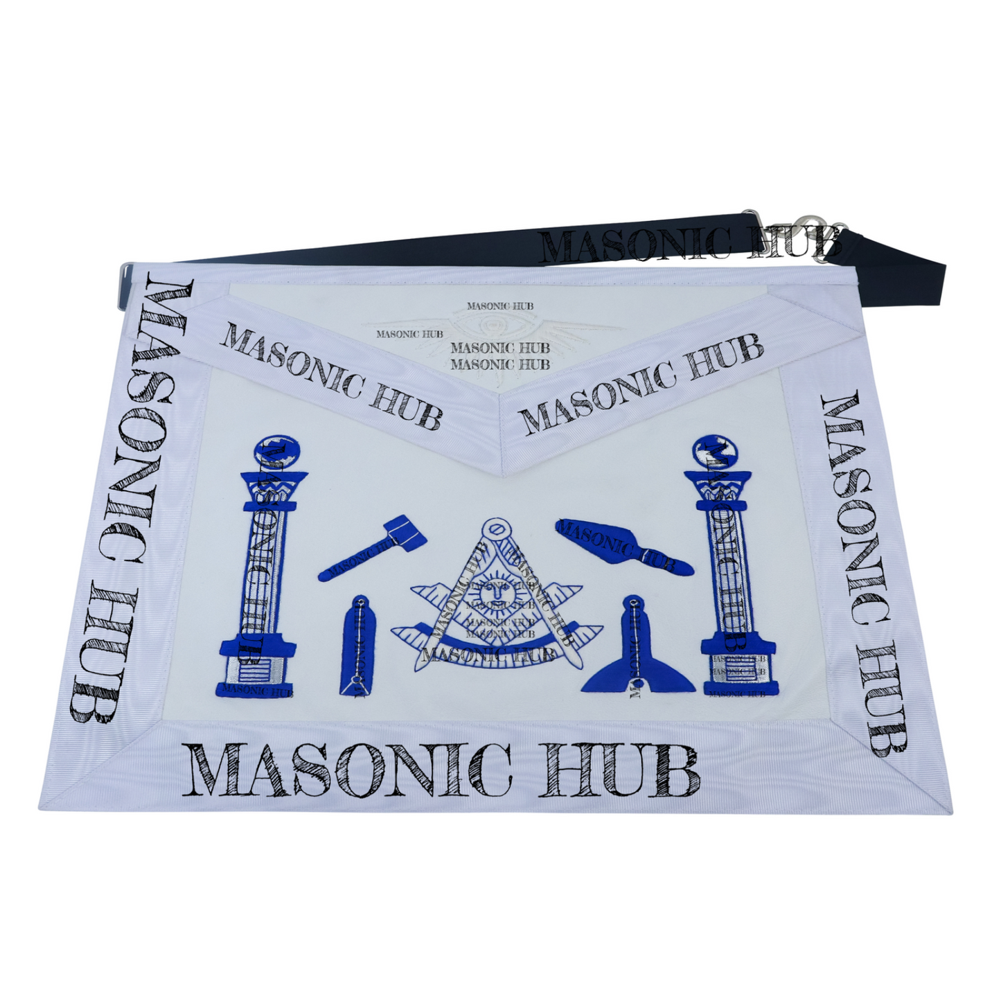 Masonic Past Master Tools Apron - Lambskin & Silk Threads - Hand Embroidered