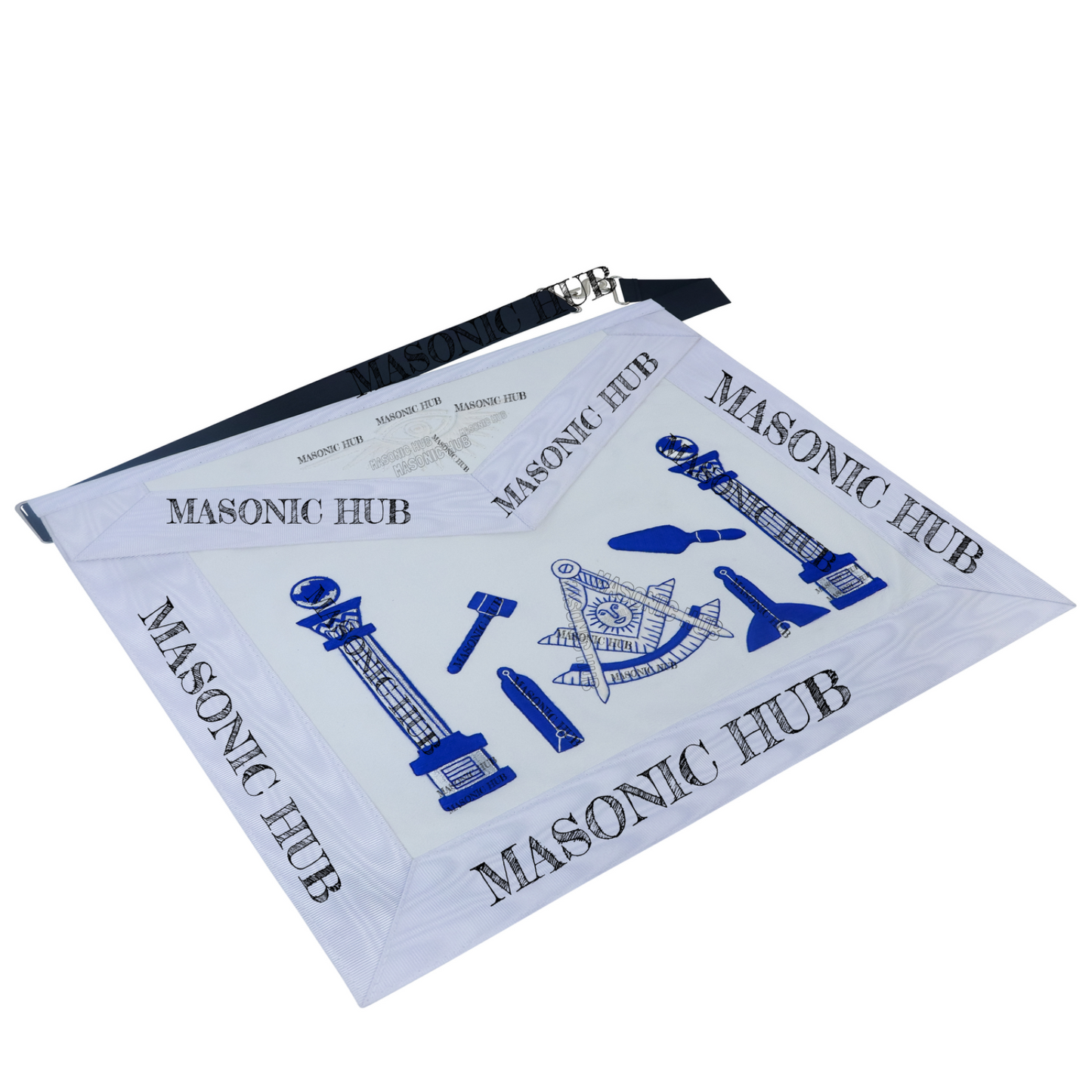 Masonic Past Master Tools Apron - Lambskin & Silk Threads - Hand Embroidered