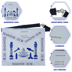 Masonic Past Master Tools Apron - Lambskin & Silk Threads - Hand Embroidered My Store