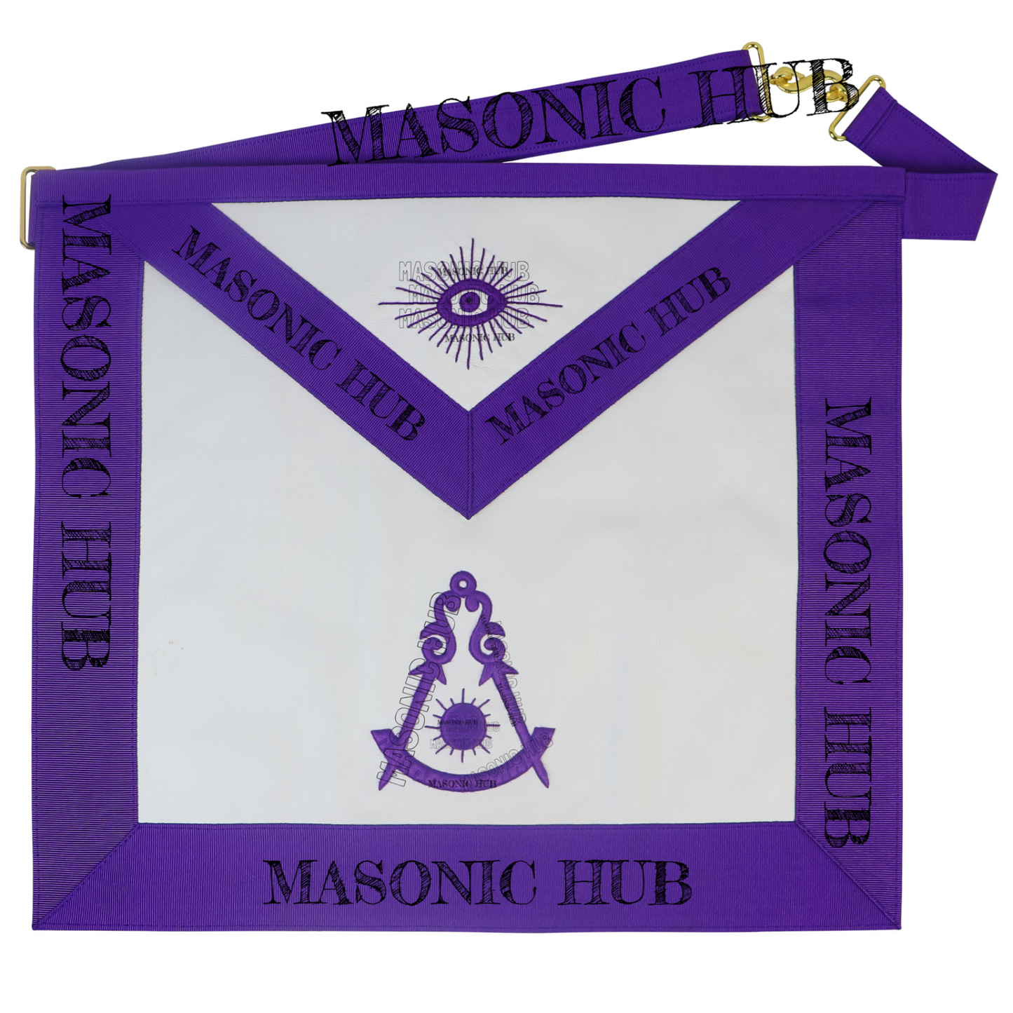 Masonic Past Master Apron 100% Lambskin - All Purple Hand-Embroidered Freemason