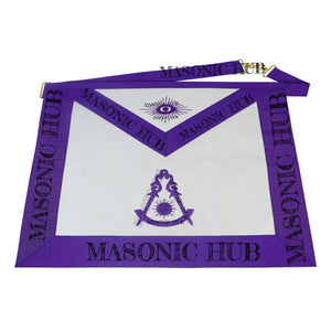 Masonic Past Master Apron 100% Lambskin - All Purple Hand-Embroidered Freemason My Store