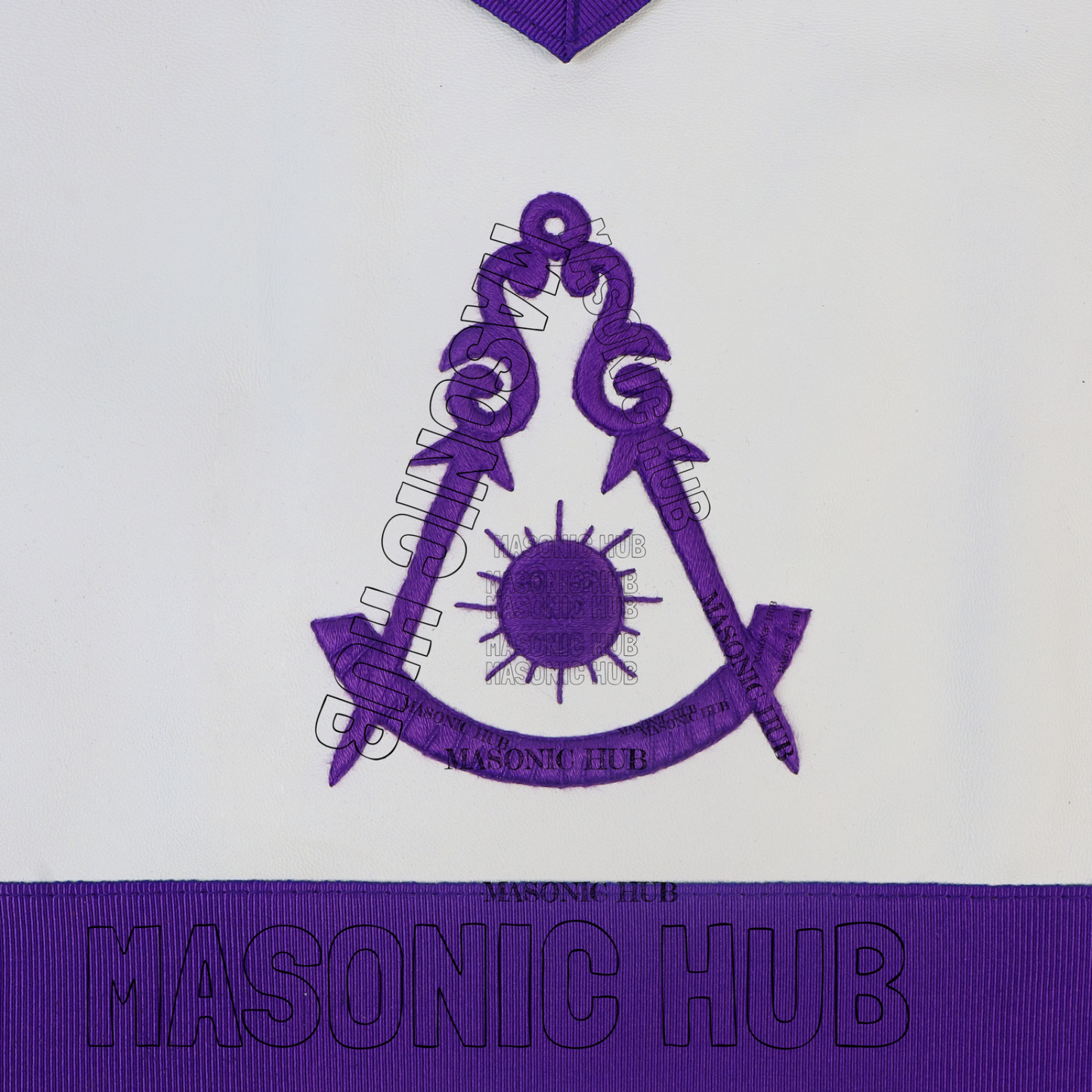 Masonic Past Master Apron 100% Lambskin - All Purple Hand-Embroidered Freemason