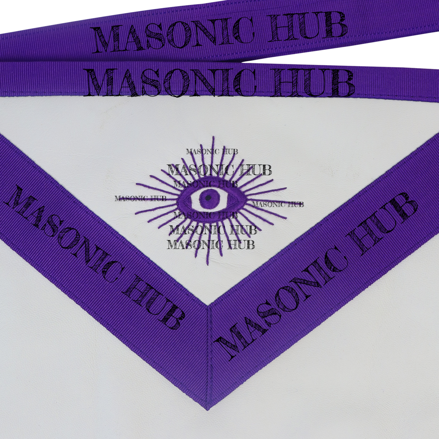 Masonic Past Master Apron 100% Lambskin - All Purple Hand-Embroidered Freemason