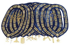 Masonic Blue Lodge Officer Working Tools Set (12) – Chain Collars + FREE Jewels – Complete Regalia Lot Masonic Hub