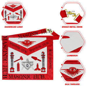 Masonic Master Mason Apron - Handcrafted 100% Lambskin - Working Tools Design My Store