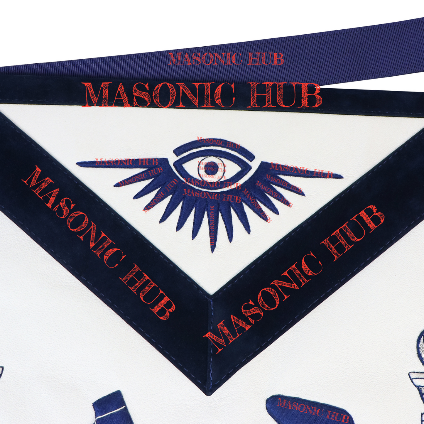 Masonic Regalia Master Mason Apron Lambskin - Working Tools - Navy Blue Velvet