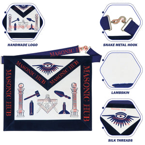 Masonic Regalia Master Mason Apron Lambskin - Working Tools - Navy Blue Velvet My Store