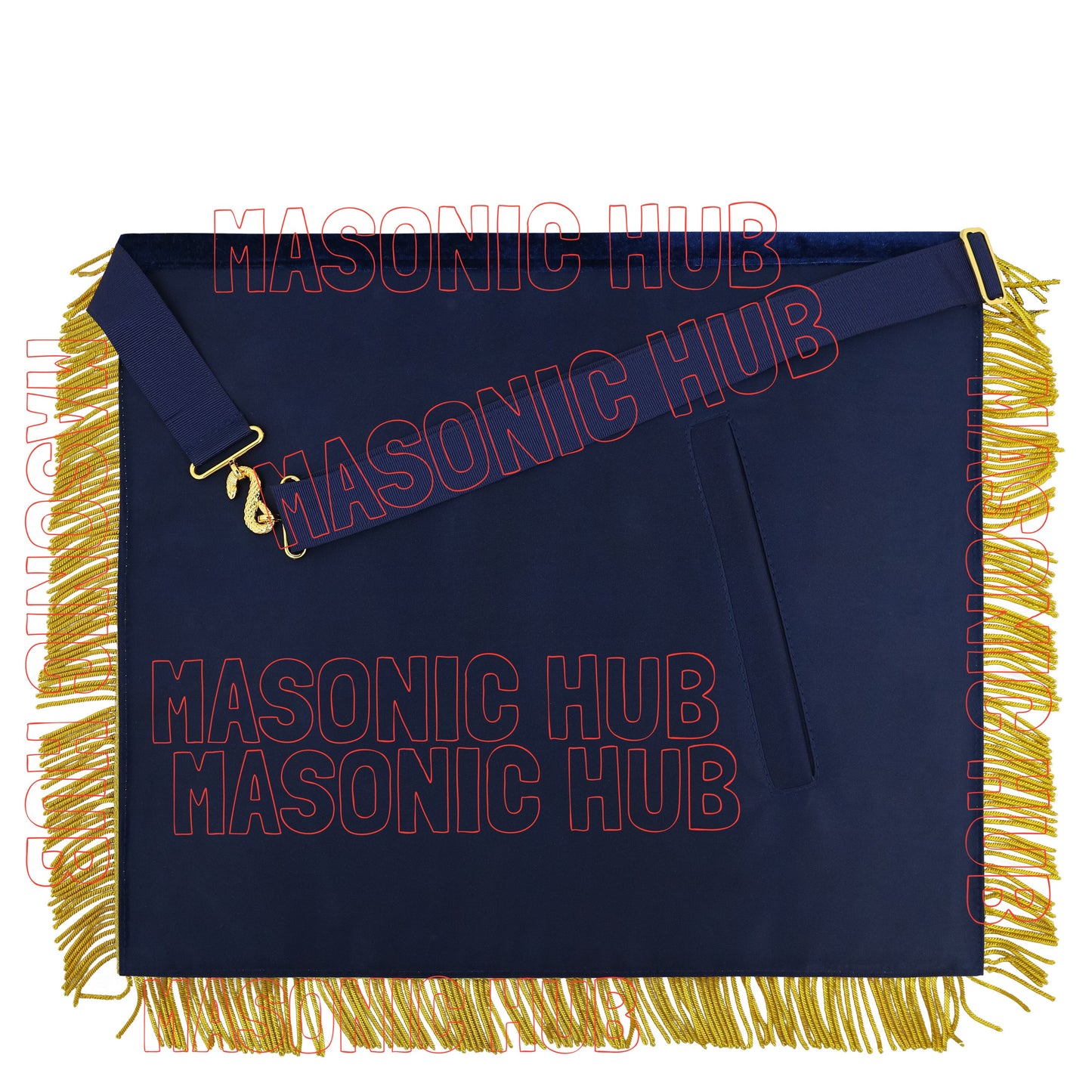 Masonic Past Master Apron Navy Blue - Genuine Lambskin + Chain Collar & Jewel
