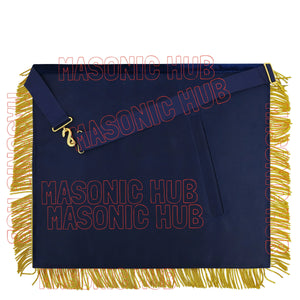 Masonic Past Master Apron Navy Blue - Genuine Lambskin + Chain Collar & Jewel Masonic Hub