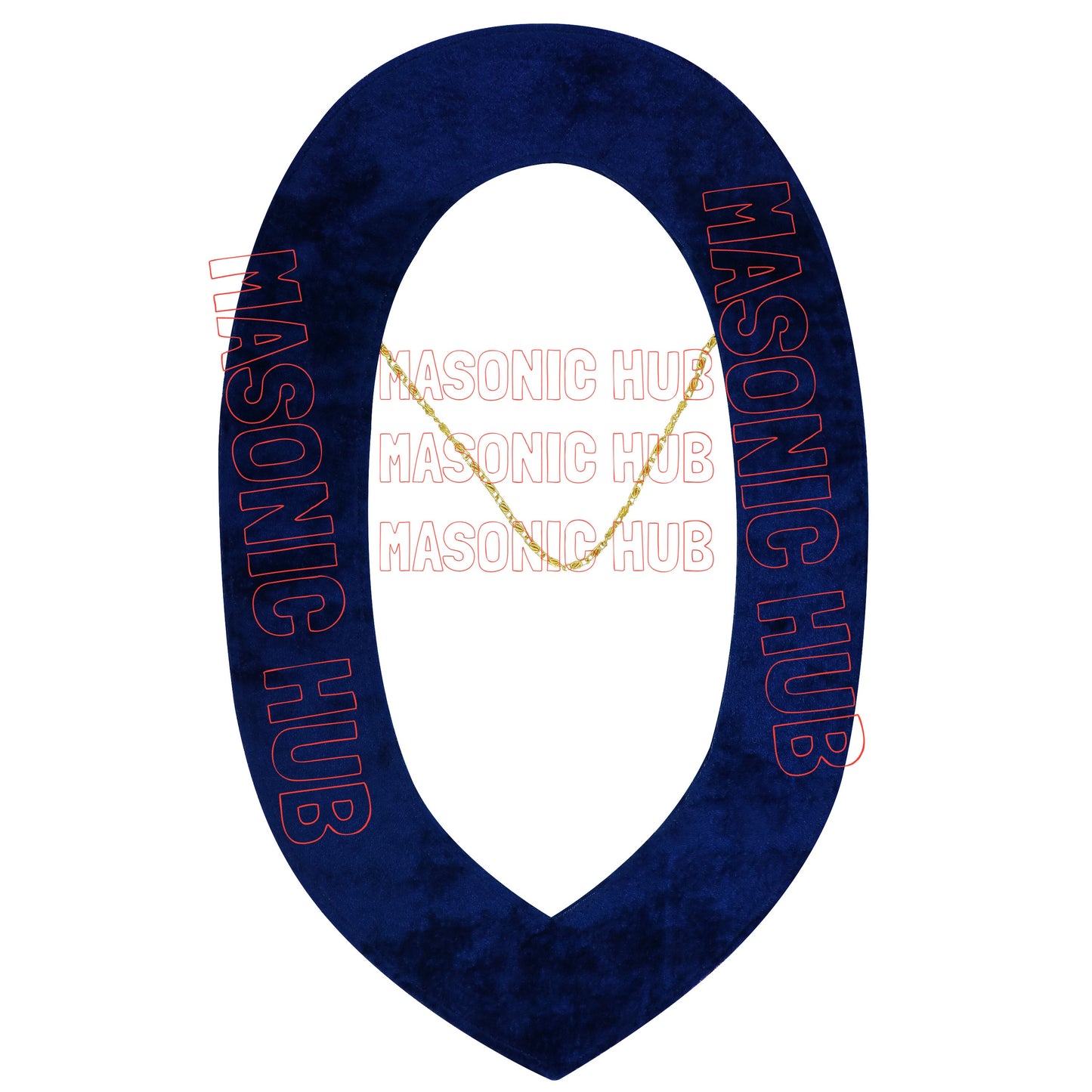 Masonic Past Master Metal Chain Collar Navy Blue Backing With Rhinestones + Free Jewe