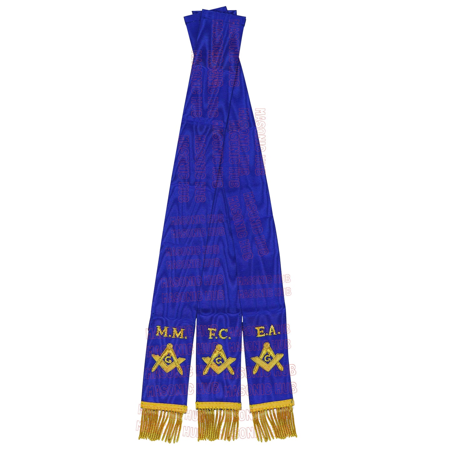 Masonic Bible Markers – Hand-Embroidered Royal Blue Ribbon with Gold Bullion Threads