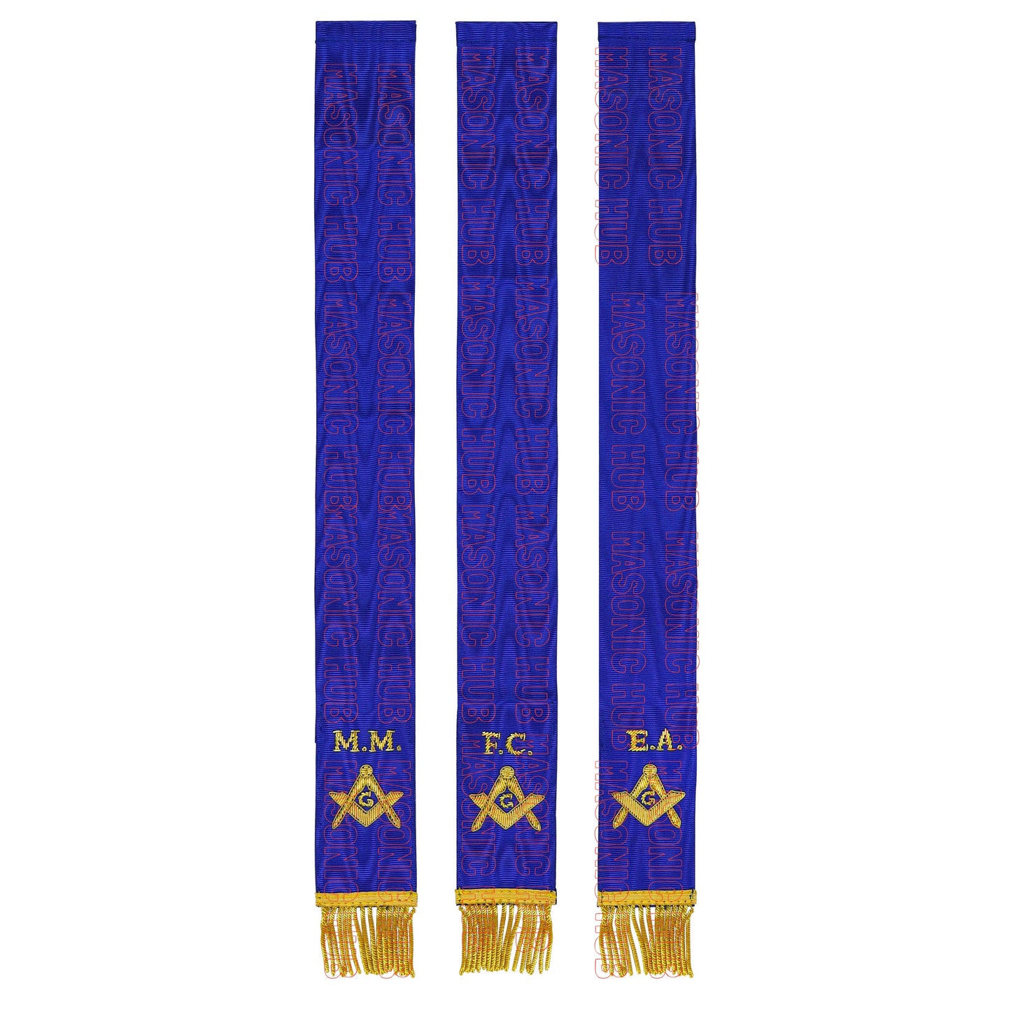 Masonic Bible Markers – Hand-Embroidered Royal Blue Ribbon with Gold Bullion Threads
