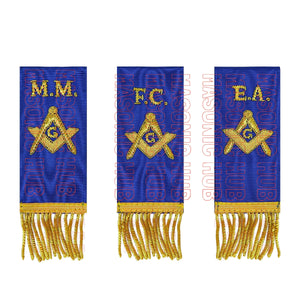 Masonic Bible Markers – Hand-Embroidered Royal Blue Ribbon with Gold Bullion Threads Masonic Hub