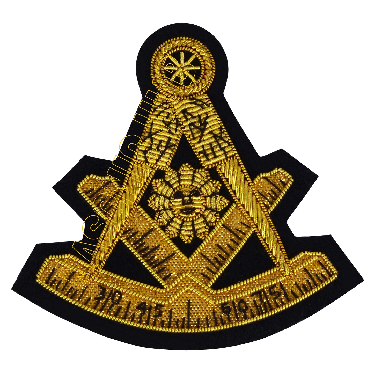 MASONIC PAST MASTER EMBLEM PATCH GOLDEN BULLION HAND EMBROIDERED