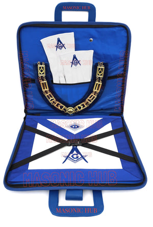 Personalized Masonic Apron Case | Hand-Embroidered Square & Compasses | Black with Handle Masonic Hub