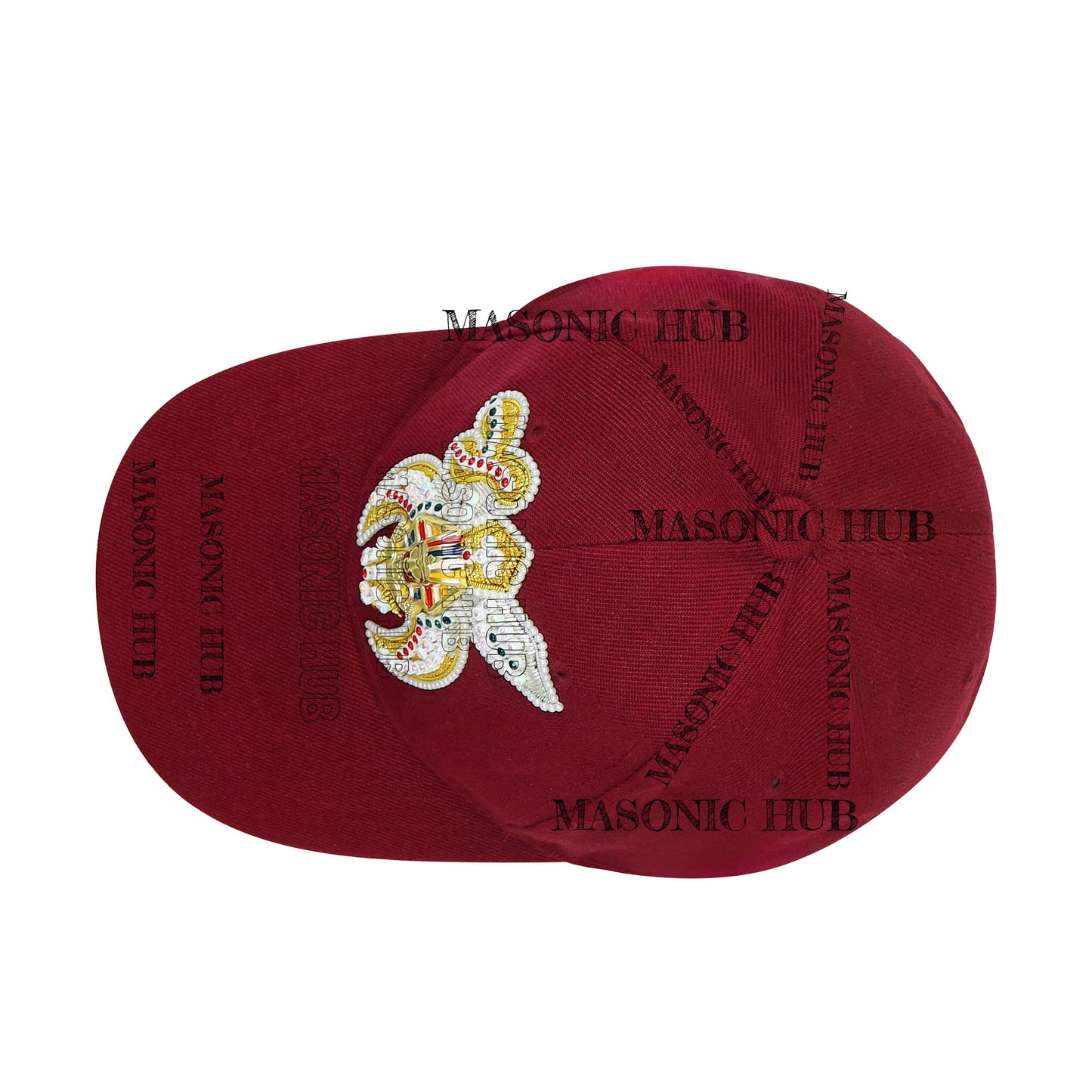 Shriner Masonic Maroon Handmade Cap –Gold Tassel, Embroidered Jewel & Adjustable
