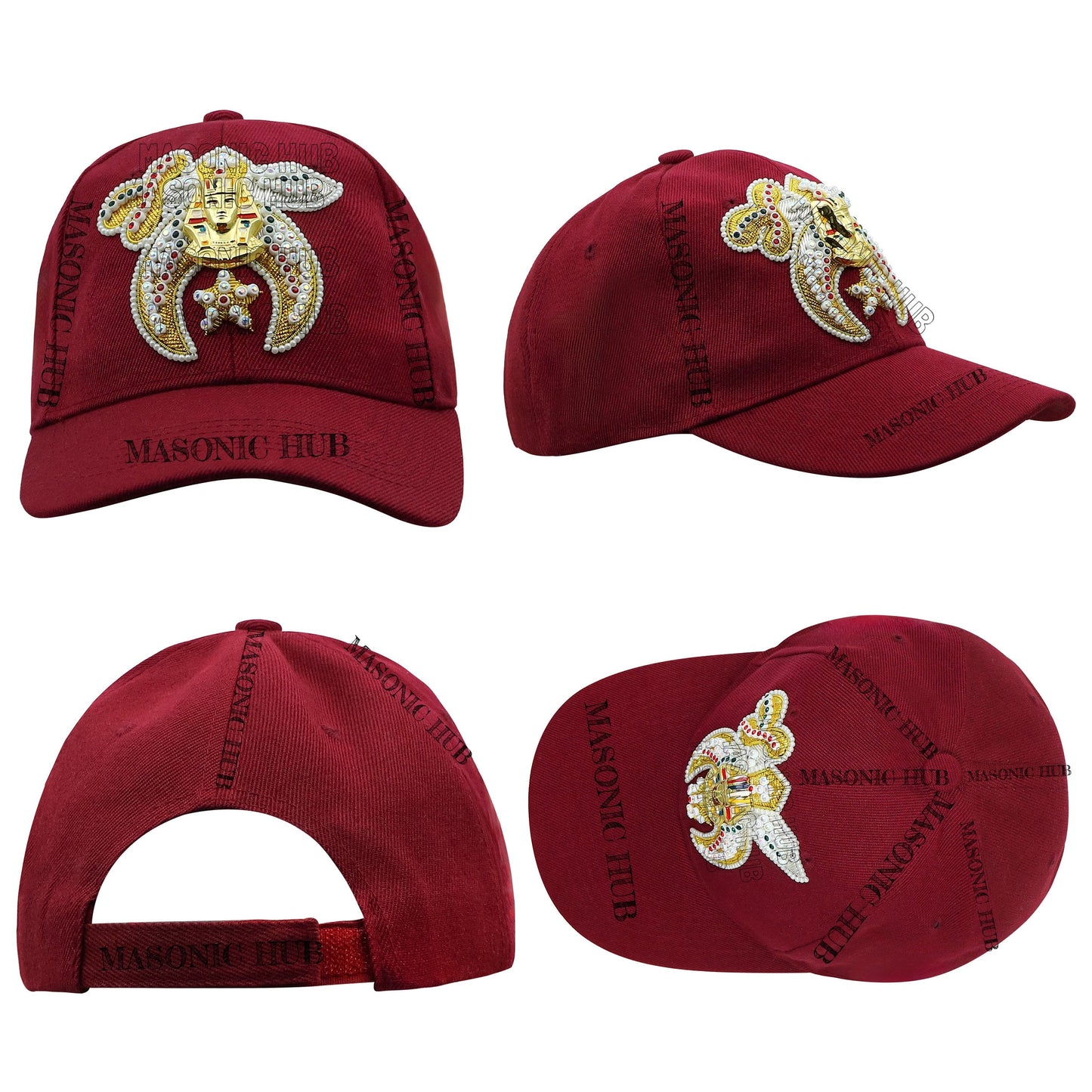 Shriner Masonic Maroon Handmade Cap –Gold Tassel, Embroidered Jewel & Adjustable