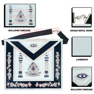 Masonic Past Master Mason Lambskin Apron – Handcrafted with Bullion Embroidery Masonic Hub