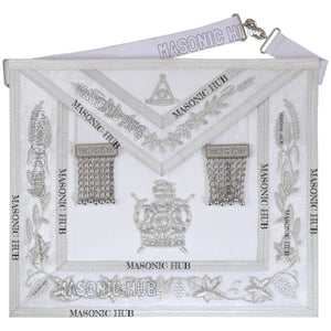 Masonic Past Master DeMolay Apron - White with Silver Bullion Embroidery & DeMolay Logo My Store