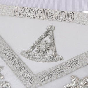 Masonic Past Master DeMolay Apron - White with Silver Bullion Embroidery & DeMolay Logo My Store