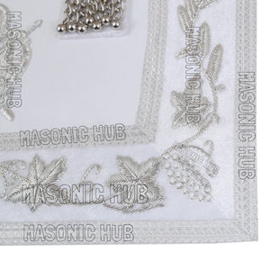 Masonic Past Master DeMolay Apron - White with Silver Bullion Embroidery & DeMolay Logo My Store
