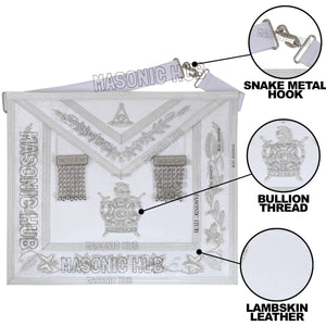 Masonic Past Master DeMolay Apron - White with Silver Bullion Embroidery & DeMolay Logo My Store