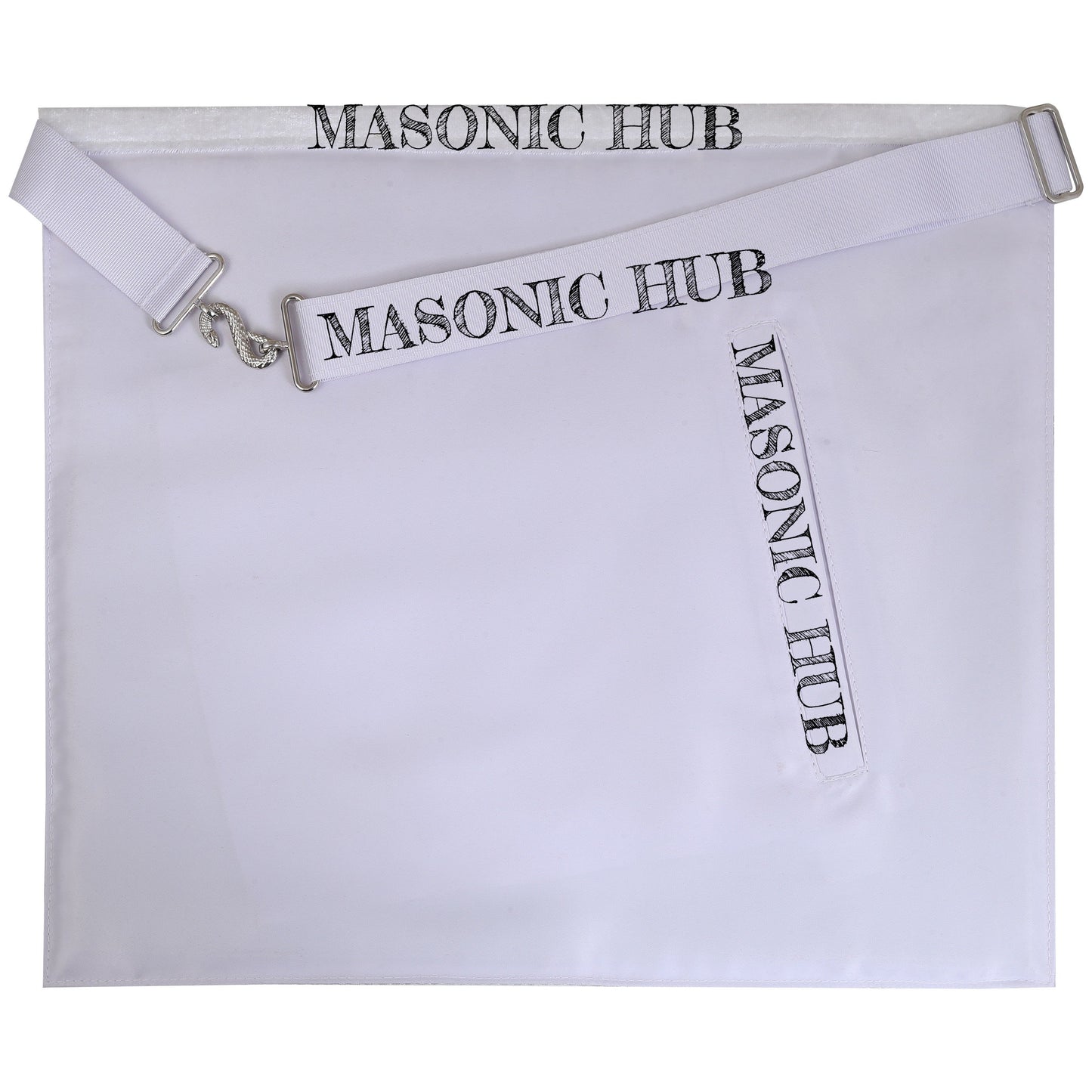 Masonic Past Master DeMolay Apron - White with Silver Bullion Embroidery & DeMolay Logo