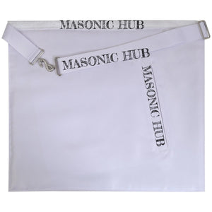 Masonic Past Master DeMolay Apron - White with Silver Bullion Embroidery & DeMolay Logo My Store
