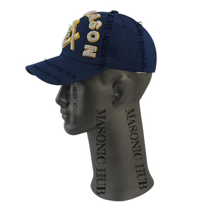 Masonic Freemason Navy Blue Handmade Cap – Bullion Embroidered Compass & Square My Store