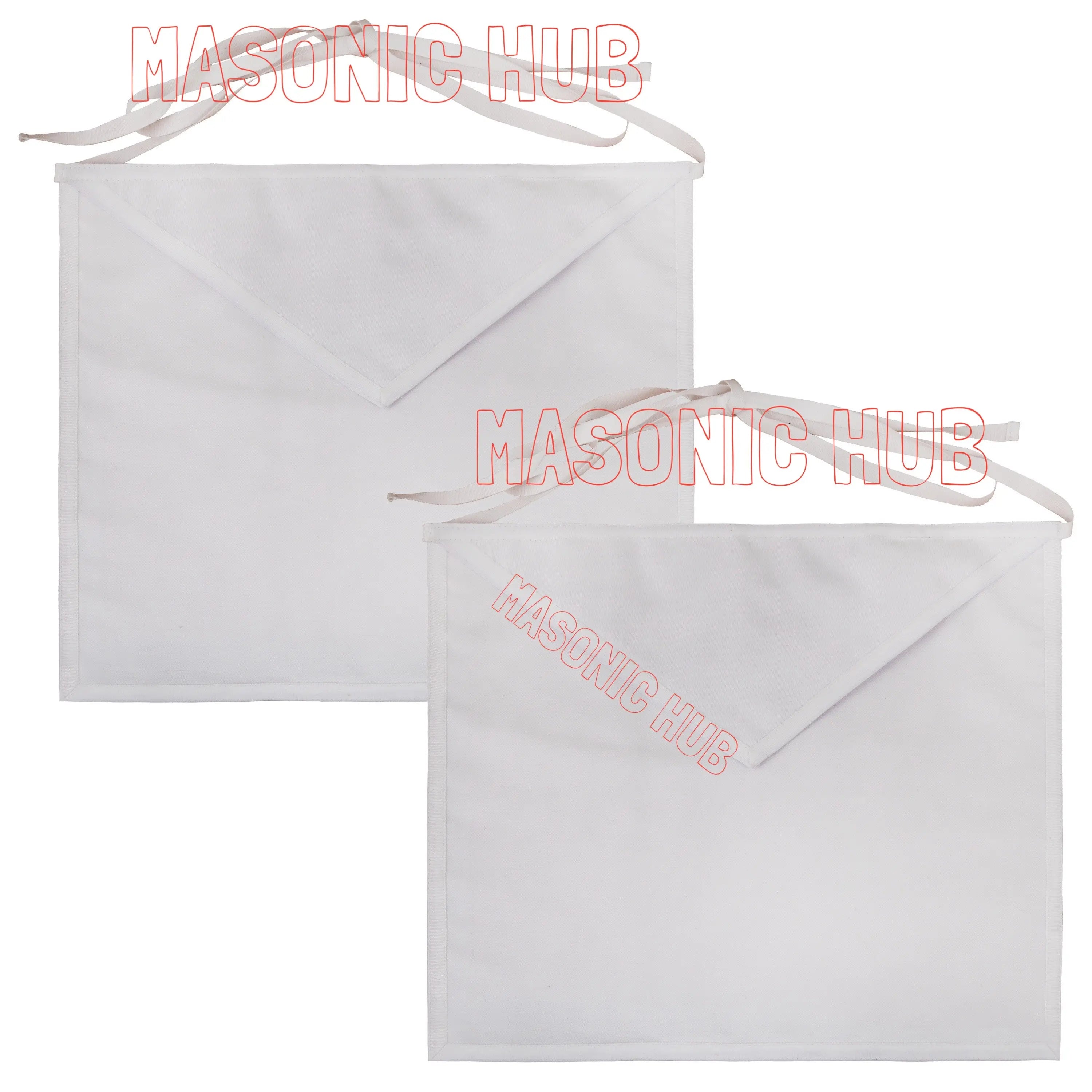 Masonic Hub White Duck Cotton Entered Apprentice Apron – 14"x16" | Adjustable Belt Regalia Masonic Hub