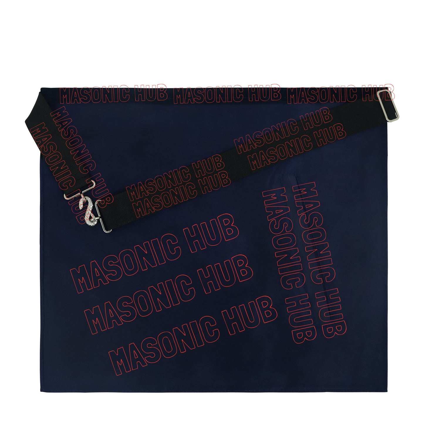 Masonic Past Master Mason Lambskin Compass and Quadrant Apron - Navy Blue Velvet