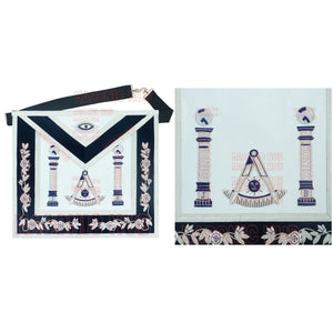 Masonic Past Master Mason Lambskin Compass and Quadrant Apron - Navy Blue Velvet My Store