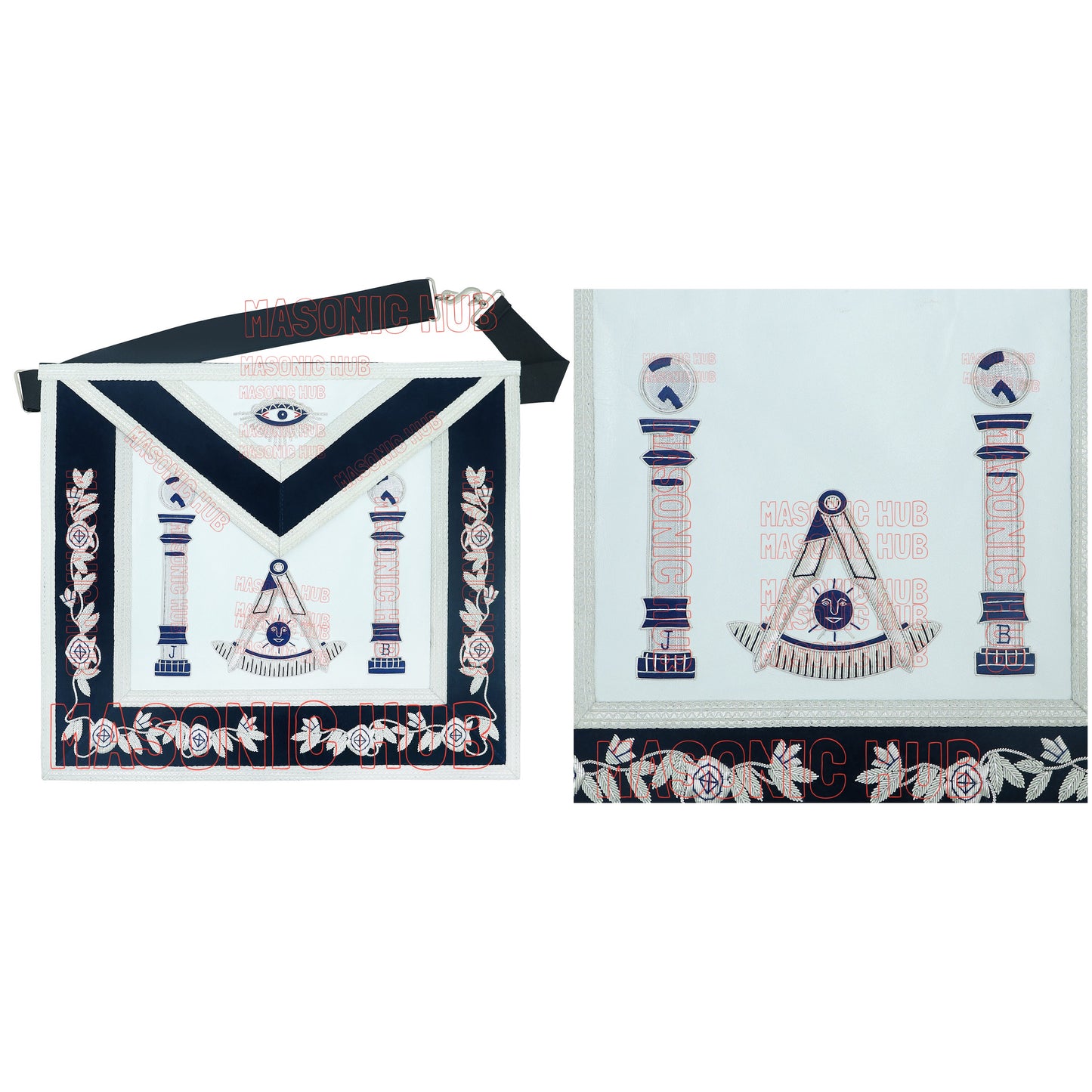 Masonic Past Master Mason Lambskin Apron – Handcrafted with Bullion Embroidery