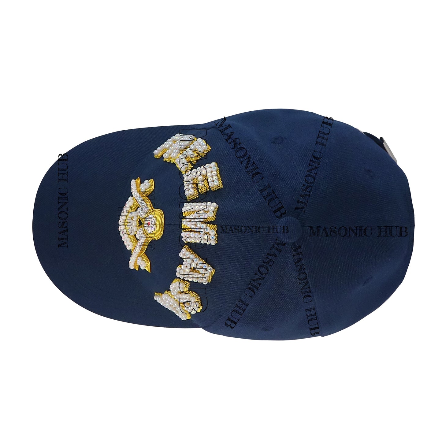 Masonic Freemason Navy Blue Handmade Cap – Bullion Embroidered Compass & Square