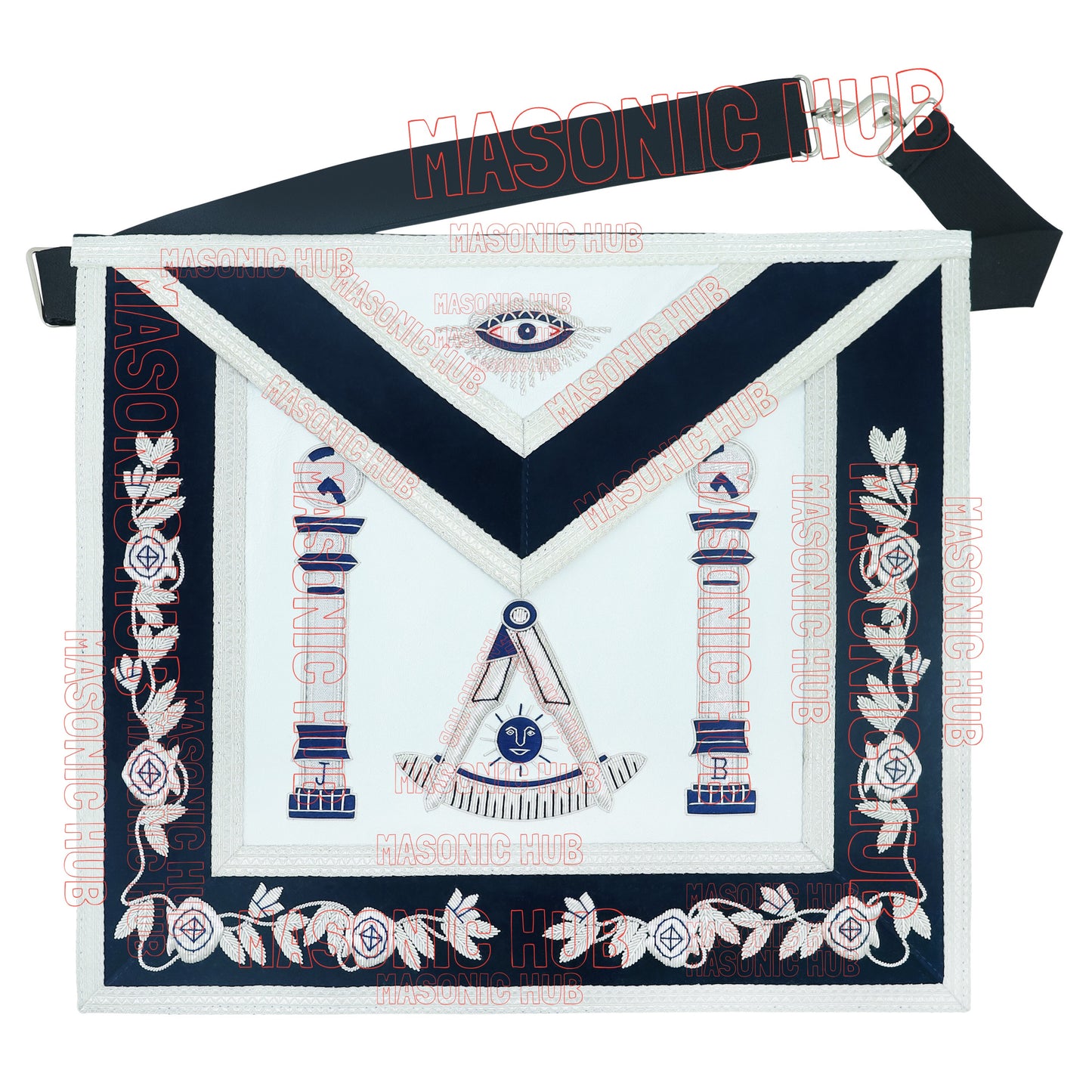 Masonic Past Master Mason Lambskin Apron – Handcrafted with Bullion Embroidery