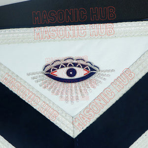 Masonic Past Master Mason Lambskin Compass and Quadrant Apron - Navy Blue Velvet My Store