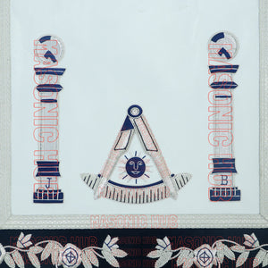 Masonic Past Master Mason Lambskin Compass and Quadrant Apron - Navy Blue Velvet My Store
