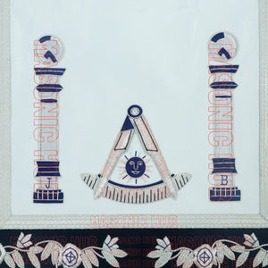 Masonic Past Master Mason Lambskin Compass and Quadrant Apron - Navy Blue Velvet My Store